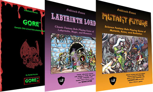 Gobinoid Games: G.O.R.E., Labyrinth Lord y Mutant Future