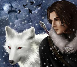 Jon Snow con Ghost, junto a Black Castle