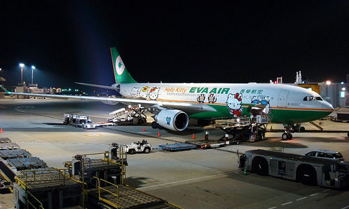 Uno de los Hello Kitty Airbus de EVA Airways