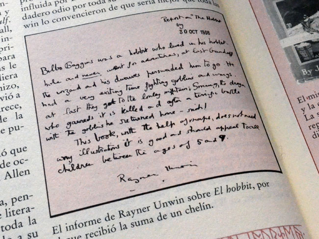 El informe que Rayner Unwin escribió sobre El Hobbit