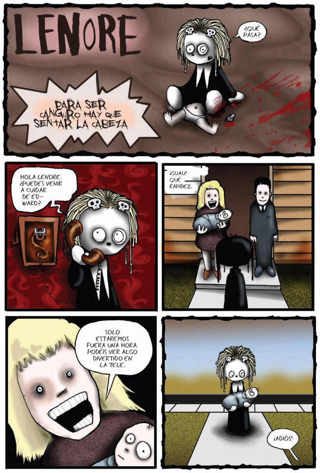 Lenore 1. Collejas, Tira en la que Lenore hace de canguro.